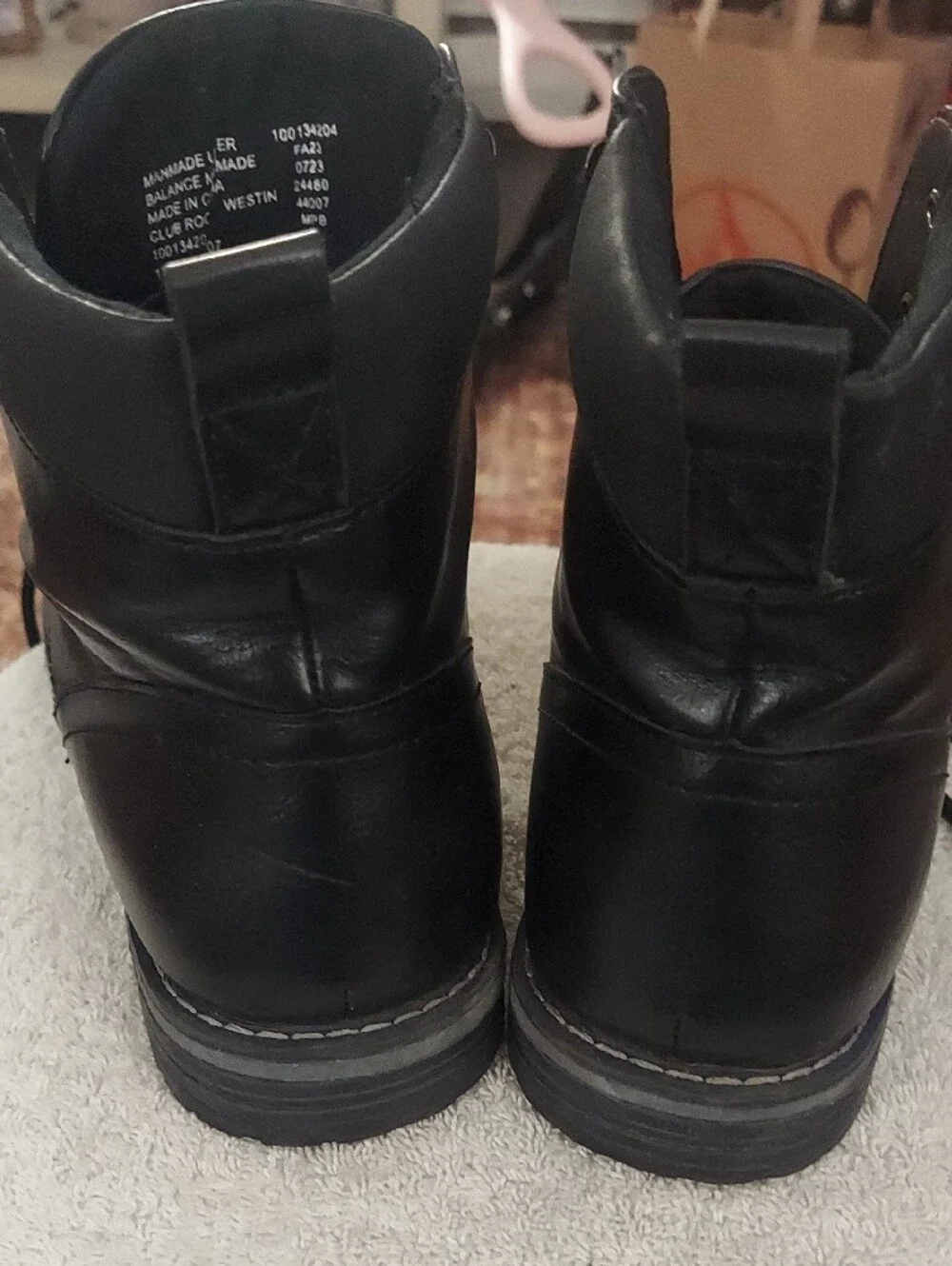 Club Room Black Faux Leather Lace-Up Ankle Boots